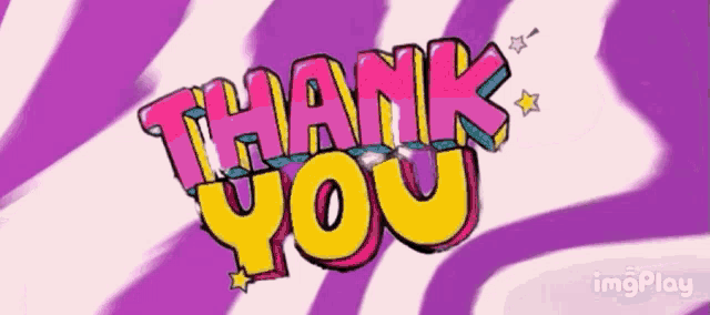 a purple and white striped background with the words thank you on it