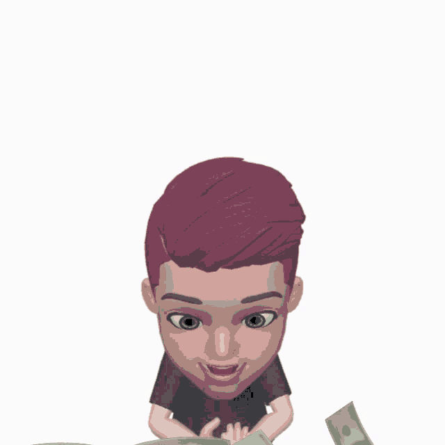 a cartoon character stands in front of a pile of money that says ' 00 ' on it
