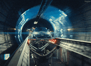 a car is going through a tunnel with the word kepler on the bottom right
