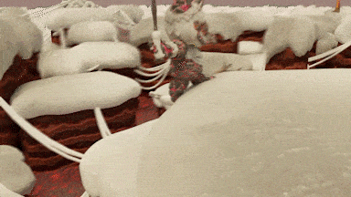 a cartoon character is standing in a snowy area with a sword