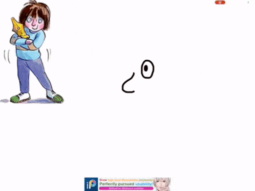 a cartoon of a boy with his arms in the air next to a book called a 1st trick of horny henry