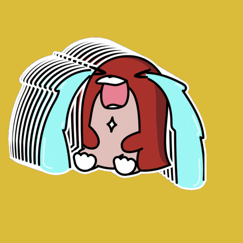 a cartoon character is crying with tears running down its face