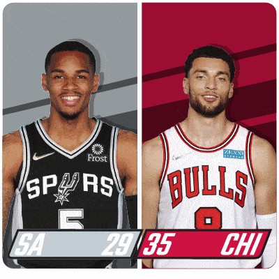 San Antonio Spurs (29) Vs. Chicago Bulls (35) First-second Period Break GIF