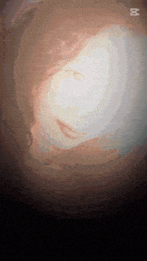a pixel art of a woman 's face with the letter m in the corner