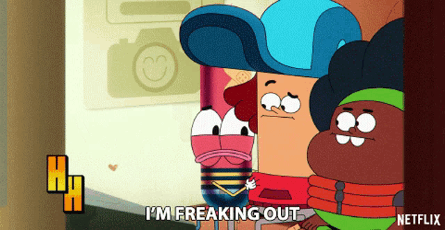 a cartoon character says that he is freaking out