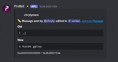 a screenshot of a probot app with a message sent by chrystymen