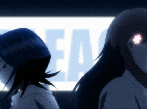 a girl with a flower in her eye is standing next to another girl