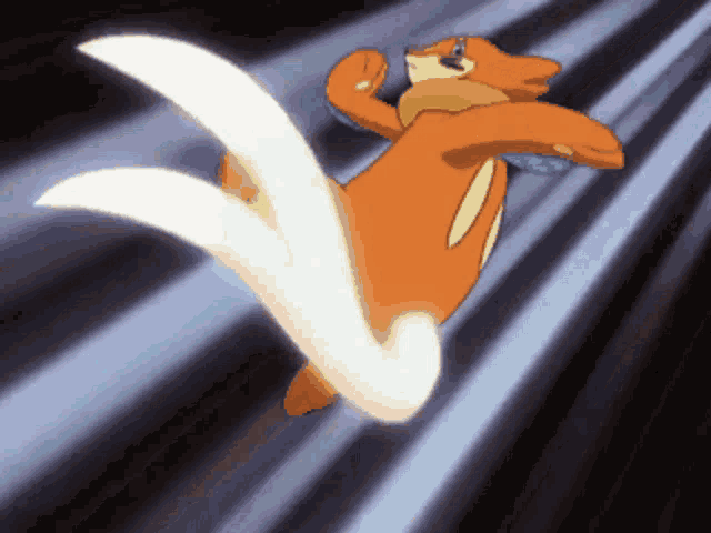 a cartoon character is flying through the air with a light behind it
