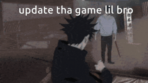 a man laying on the ground with the words update the game lil bro on the bottom