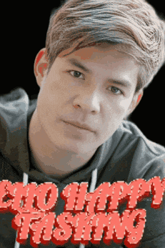 a picture of a young man with the words " who happy fishing " above him