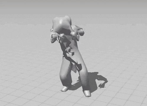 a 3d model of a robot with a shadow on a grid
