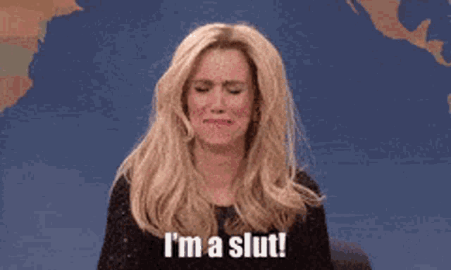 a woman with blonde hair is crying and says i 'm a slut