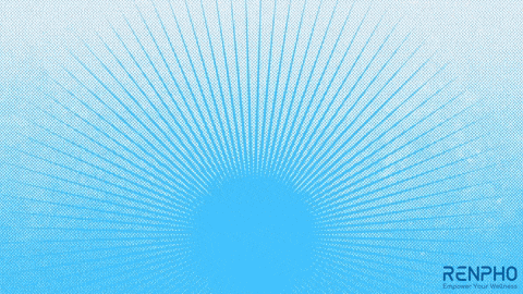 a blue background with the words stress melt and renpho on it
