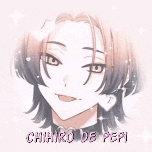 chihiro de pepi is written on a pink background