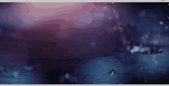 a purple and blue background with a blurred image of a body of water