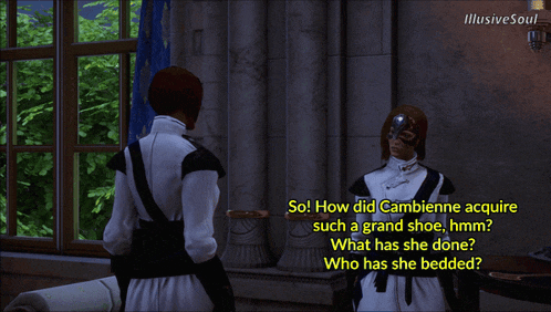 a screenshot of a video game with the words " so how did camtienne acquire such a grand shoe "