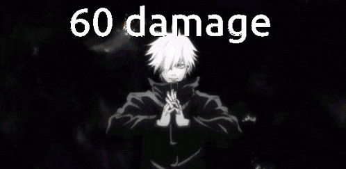 a cartoon character with 60 damage written on the bottom