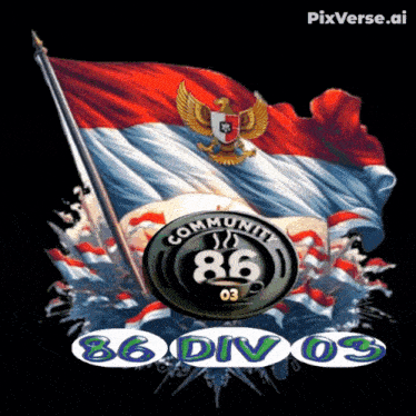 a picture of a flag with the words community 86 on it