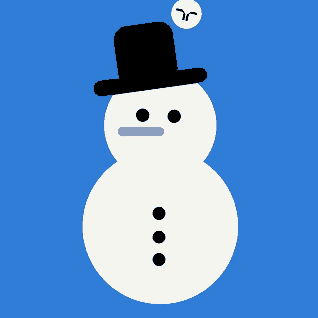 a snowman with a top hat and three dots on it