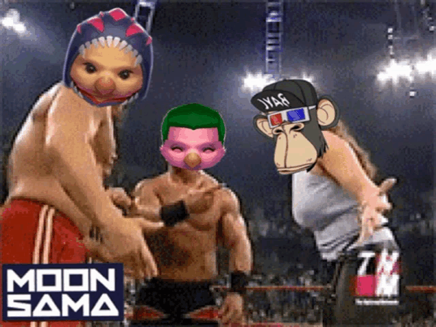 a poster for moon sama shows three wrestlers