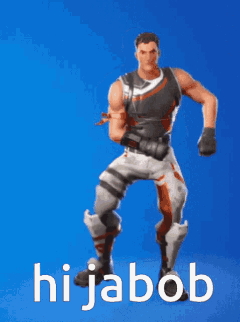 a video game character is dancing with the word hijabob in the background