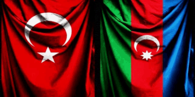 the flags of turkey and azerbaijan are displayed together