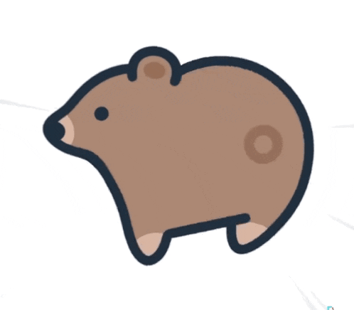 a cartoon drawing of a brown bear with a small circle on its back