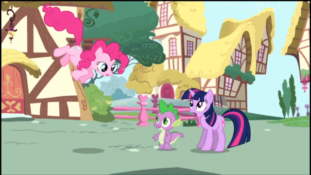 pinkie pie and twilight sparkle are standing next to each other in a cartoon scene