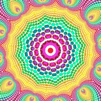 a colorful circular pattern with a red center and a circle in the middle .