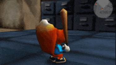 a video game character is crawling through a maze