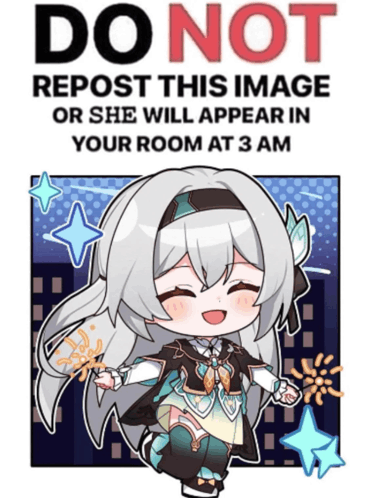 a do not repost this image or she will appear in your room at 3 am sign