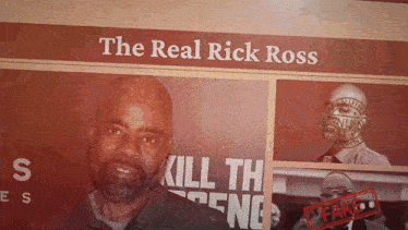 a poster for the real rick ross with a fake stamp
