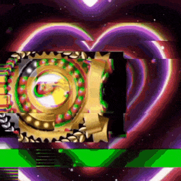 a purple heart with a gold circle in it