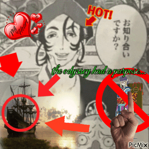 a picture of the odyssey has a red circle around it