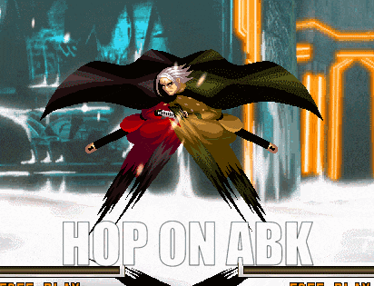 a video game screen says hop on abk on it
