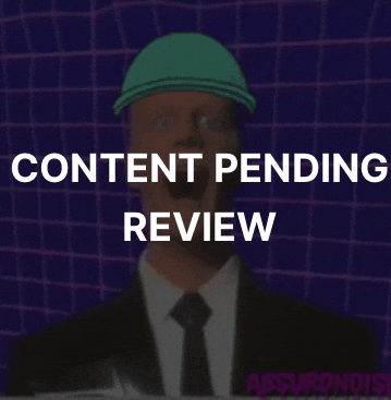 a cartoon of a man wearing a hard hat with the words content pending review