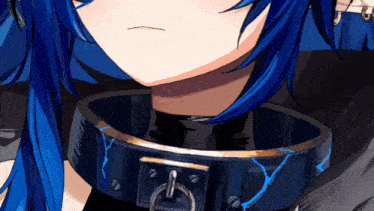 a close up of a person 's neck with a black collar