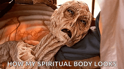 a picture of a mummy with the words how my spiritual body looks above it