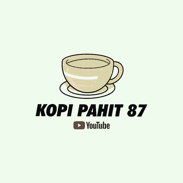a logo for kopi pahit 87 with a cup of coffee on a saucer