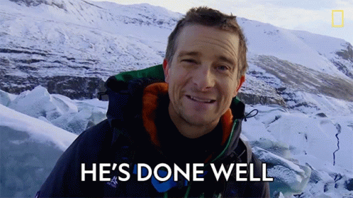 Hes Done Well Bear Grylls GIF - Hes Done Well Bear Grylls Rob Riggle Ice Climbing In Iceland GIFs