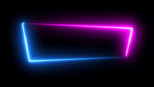 a neon sign that says glory of with a pink square in the corner