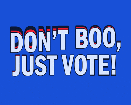 a blue background with the words " do n't boo just vote " on it