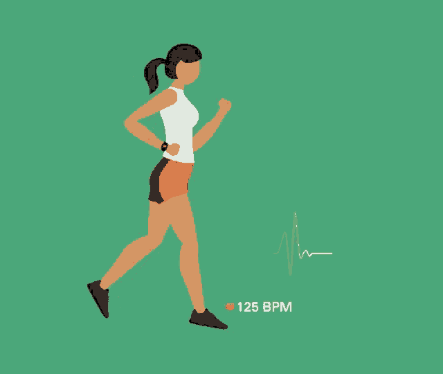 an illustration of a woman running with 125 bpm