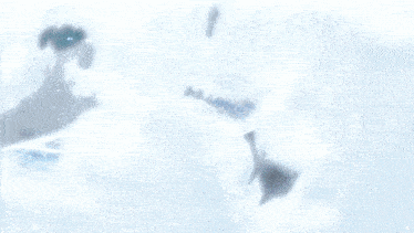 a blue and white background with a swirl of smoke