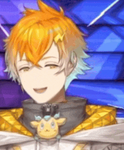 a close up of a person 's face with orange hair and a necklace .