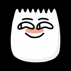 a marshmallow with a smiling face on it .