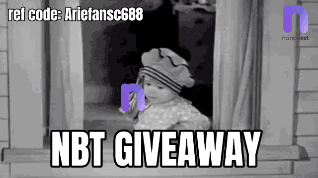 a baby looking out a window with the words nbt giveaway