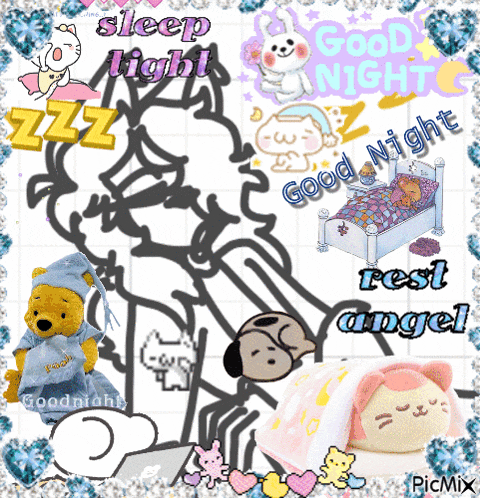 a drawing of winnie the pooh with the words sleep tight good night rest angel