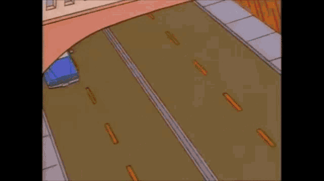 a cartoon of a car driving down a street with the co-executive producer greg daniels