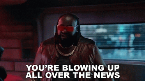 Youre Blowing Up All Over The News Dexter Deshawn GIF - Youre Blowing Up All Over The News Dexter Deshawn Cyberpunk2077 GIFs